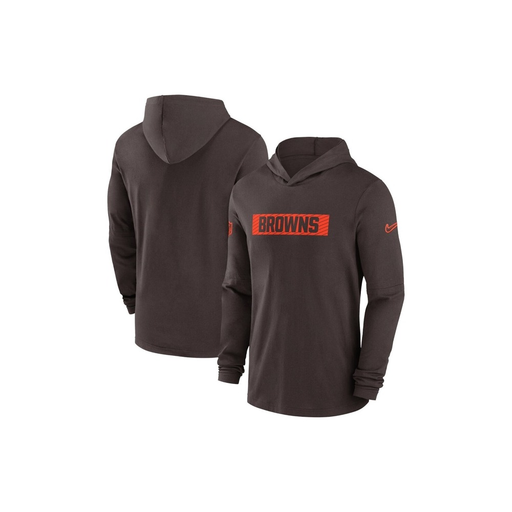 Cleveland Browns Shirt Mens Small Brown NFL Football Nike Dri Fit Hoodie Tech